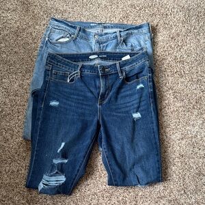 Old Navy Blue Original and Power Straight Jeans Classic Style. Bundle of 2